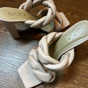 Women's Cream Braided Heeled Sandals